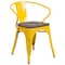 Flash Furniture Yellow Metal Chair with Wood Seat and Arms, PK4 4-CH-31270-YL-WD-GG - alternate 8